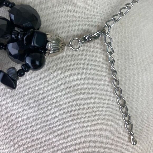 Black Faceted Bead Statement Necklace | 4 strand - Picture 5 of 5